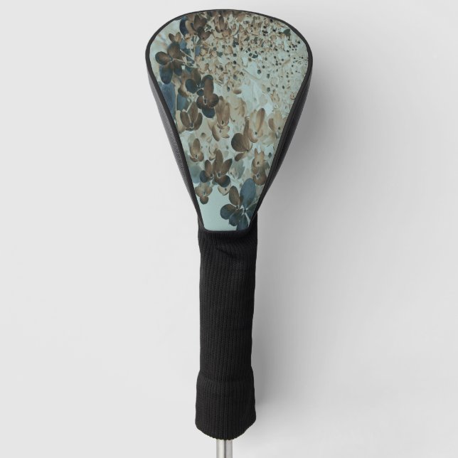 Elegant Brown and Navy Limelight Hydrangea Golf Head Cover (Front)