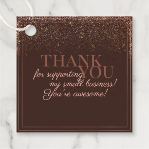 Elegant Brown and Rose Gold with Glitter Packaging Favour Tags