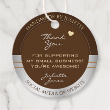 Elegant Brown and Silver Small Business Thank You