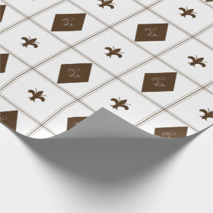 Elegant Brown and White Diamond Pattern  Wrapping Paper