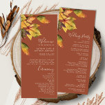 Elegant Brown Autumn Foliage Modern Wedding Program<br><div class="desc">Elegant Brown Golden Yellow Autumn Foliage Modern Wedding Ceremony Program. All the texts are pre-arranged for you to personalise easily and quickly with your own details.</div>