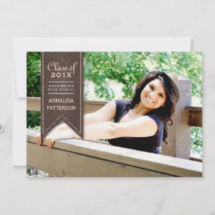 Elegant Brown Banner Graduation Photo Announcement