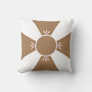 Elegant Brown Beige Cross on White Cushion