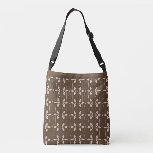 Elegant Brown & Beige Pattern Crossbody Bag (Back)