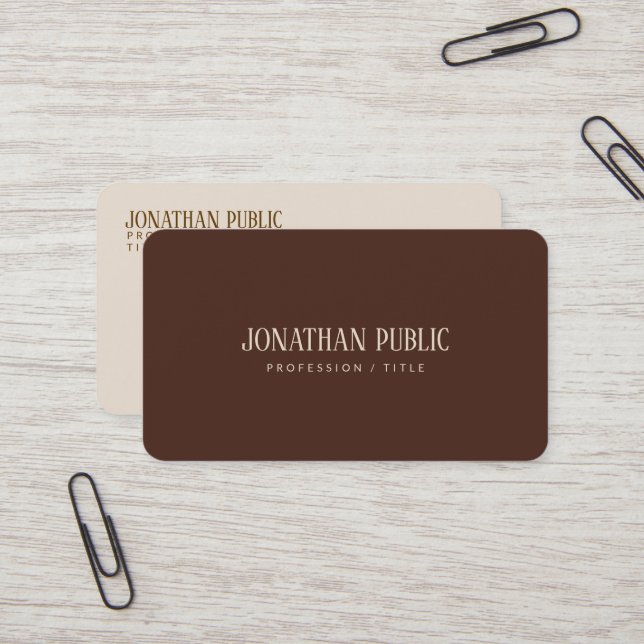 Elegant Brown Beige Rounded Corner Luxurious Silk Business Card (Front/Back In Situ)