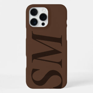 Elegant Brown Bold Initial Monogram iPhone 16 Pro Max Case