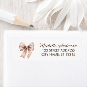 Elegant brown Bow Coquette Return Address Label