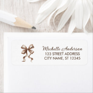 Elegant brown Bow Coquette Return Address Label