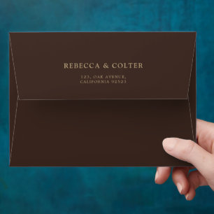 Elegant Brown Burgundy Floral Wedding Envelope
