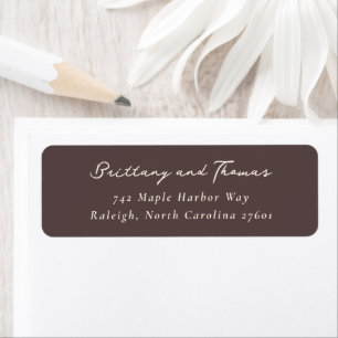 Elegant Brown Calligraphy Return Address Label
