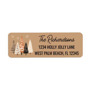 Elegant Brown Christmas Trees Return Address Label