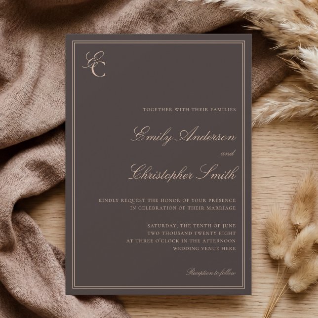 Elegant Brown Classic Wedding Invitation (Creator Uploaded)