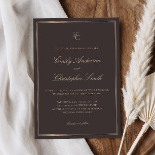 Elegant Brown Classic Wedding Invitation