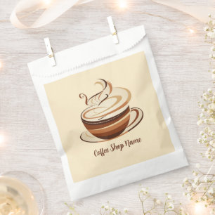Elegant Brown Coffee  espresso business logo shop Favour Bag