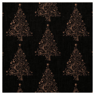 Elegant Brown Copper Christmas Tree Pattern Fabric