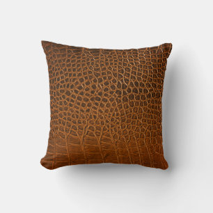 Elegant brown crocodile leather texture. cushion