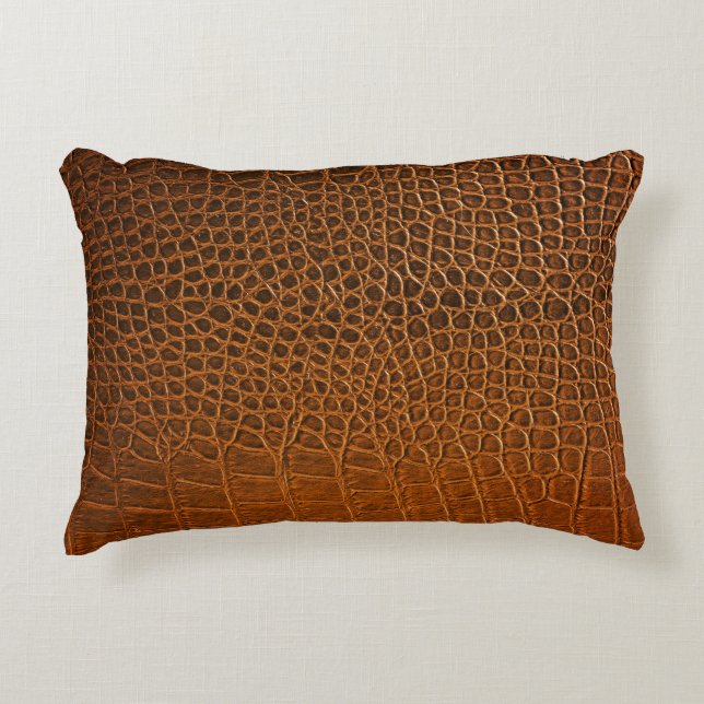 Elegant brown crocodile leather texture. decorative cushion (Front)