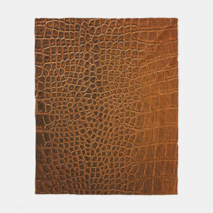 Elegant brown crocodile leather texture. fleece blanket