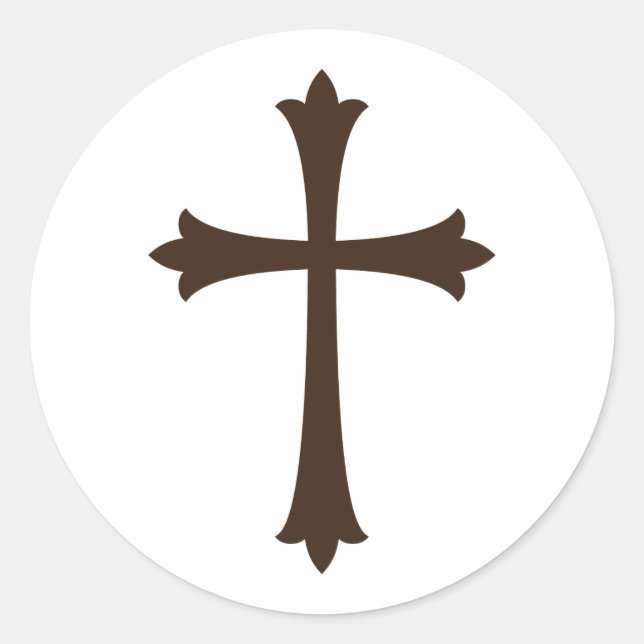 Elegant brown cross first communion envelope seal (Front)