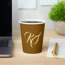 Elegant brown custom initials minimalist monogram