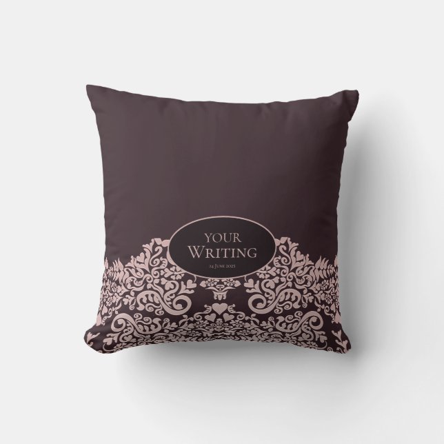 Elegant Brown Damask Cushion (Front)
