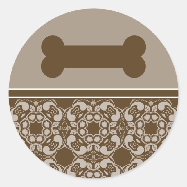 Elegant Brown Dog Bone Stickers (Front)