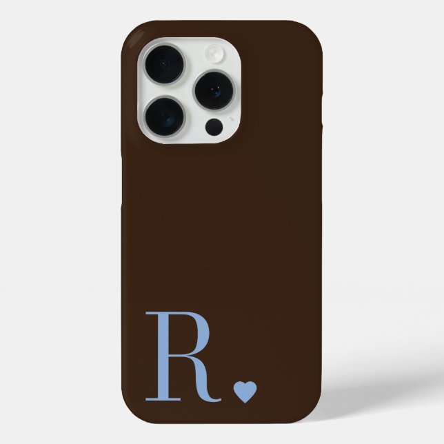 Elegant brown &dusty blue monogram iniital Case-Mate iPhone case (Back)