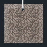 Elegant Brown Floral Pattern on Light Pink Back Glass Tree Decoration<br><div class="desc">Intricate brown floral pattern on a light pink background. Swirling vines and leaves repeat seamlessly,  creating a classic and elegant design.</div>