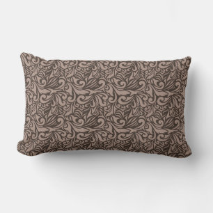 Elegant Brown Floral Pattern on Light Pink Back Lumbar Cushion