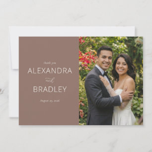 Elegant Brown Floral Wedding Thank You Card