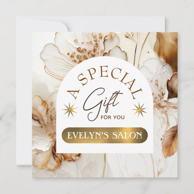 Elegant brown flowers gift certificate (Front)