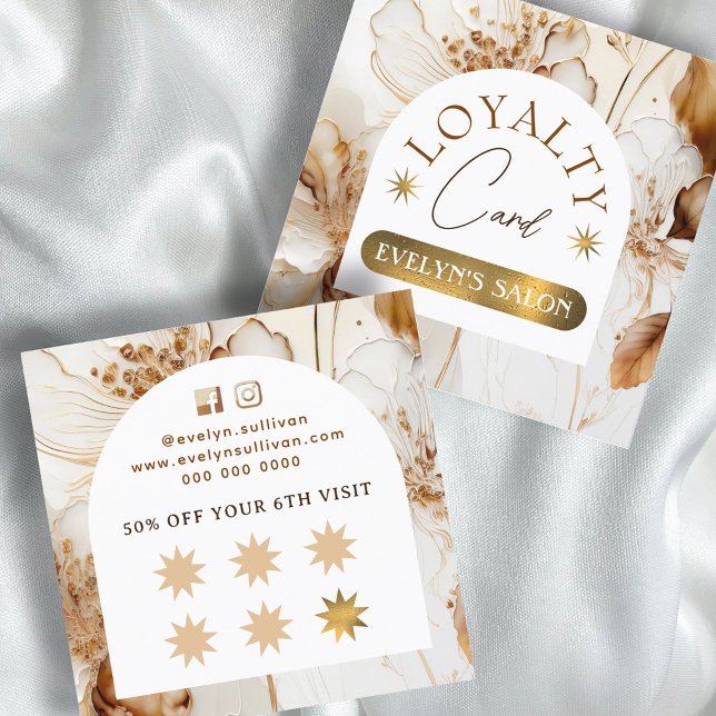 Elegant brown flowers loyalty card (Creator Uploaded)
