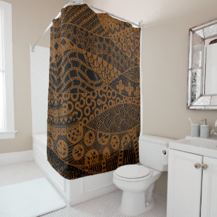Elegant Brown Geometric Abstract Tribal Pattern    Shower Curtain
