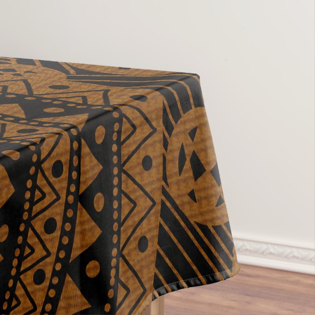 Elegant Brown Geometric Abstract Tribal Pattern |  Tablecloth (In Situ)