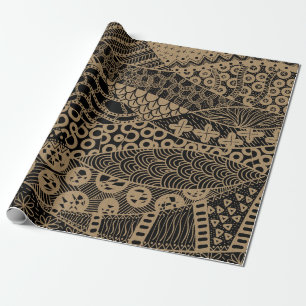 Elegant Brown Geometric Abstract Tribal Pattern   Wrapping Paper