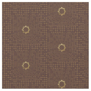 Elegant Brown Geometric Tile Pattern Fabric