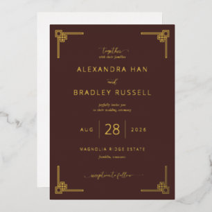 Elegant Brown Geometric Wedding Invitations