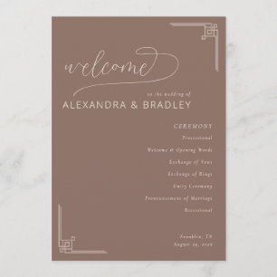 Elegant Brown Geometric Wedding Program