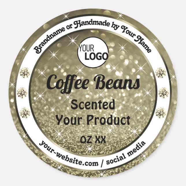 Elegant Brown Glitter Product Labels Diamonds Logo (Front)