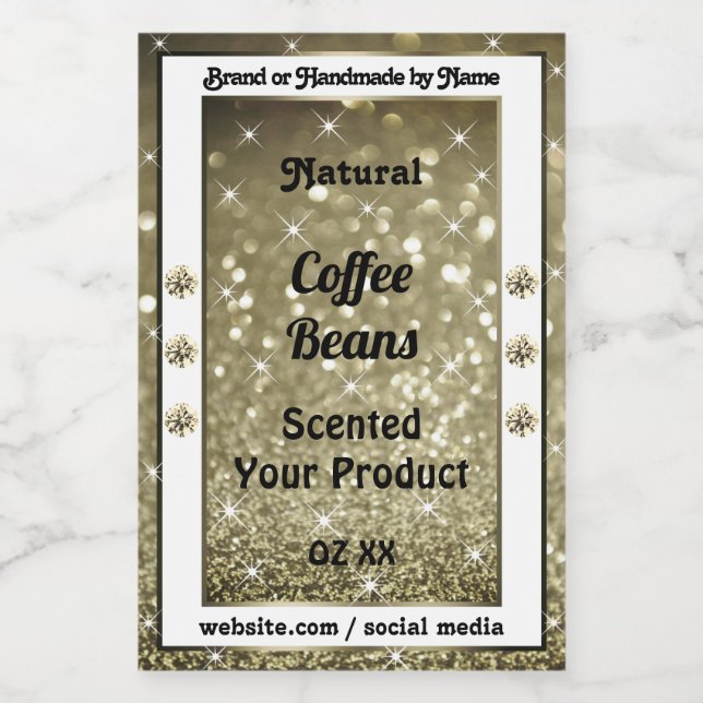 Elegant Brown Glitter Product Labels with Diamonds (Single Label)