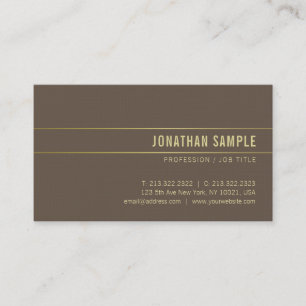 Elegant Brown Gold Minimalist Design Trendy Luxury Business Card