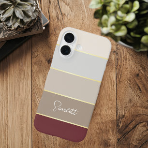 Elegant brown gold Personalised Colour Stripes iPhone 16 Case