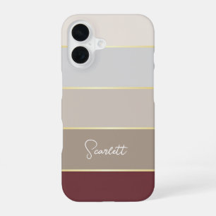 Elegant brown gold Personalised Colour Stripes iPhone 16 Case