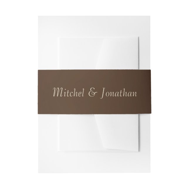 Elegant Brown & Gold String Lights Wedding Invitation Belly Band (Front Example)