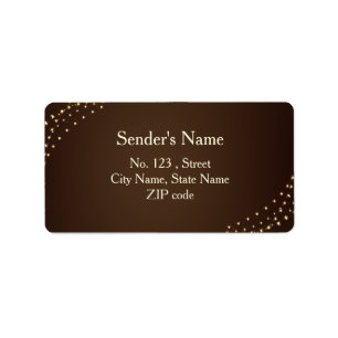 Elegant Brown & Gold String Lights Wedding Label