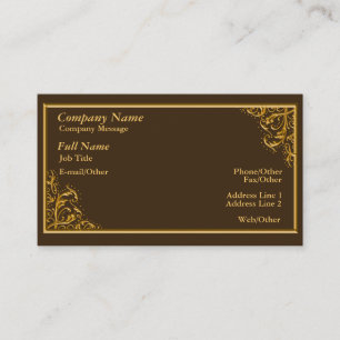 Elegant Brown,Gold Swirl Business Card Template