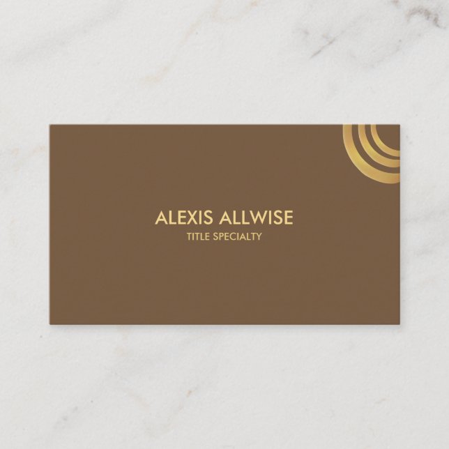 Elegant Brown & Golden Brown Metallic Look Design Business Card (Front)