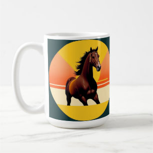 Elegant Brown Horse In Vibrant Sunset Coffee Mug