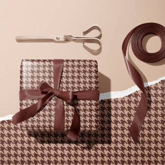 Elegant Brown Houndstooth Classic Preppy Pattern Wrapping Paper