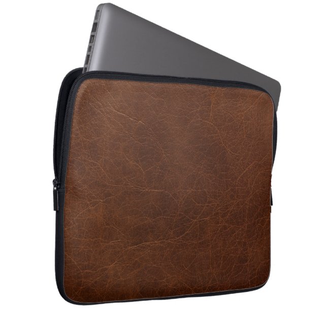 Elegant Brown Leather Texture Laptop Sleeve (Front Right)